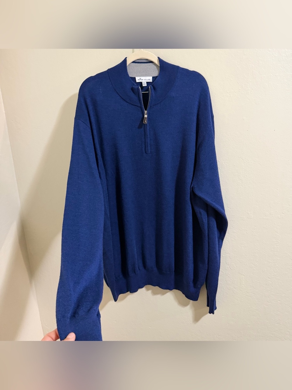 Peter Millar Merino Wool Silk Quarter Zip Sweater Blue Pullover Mens XXL NWOT - Picture 4 of 9